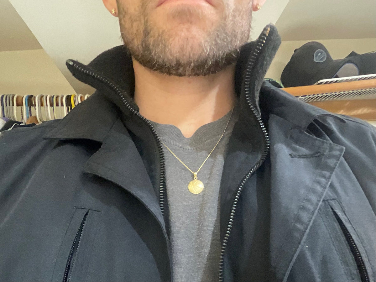 14K Gold Basketball Pendant with 10K Gold Rope Chain, 20 Inch