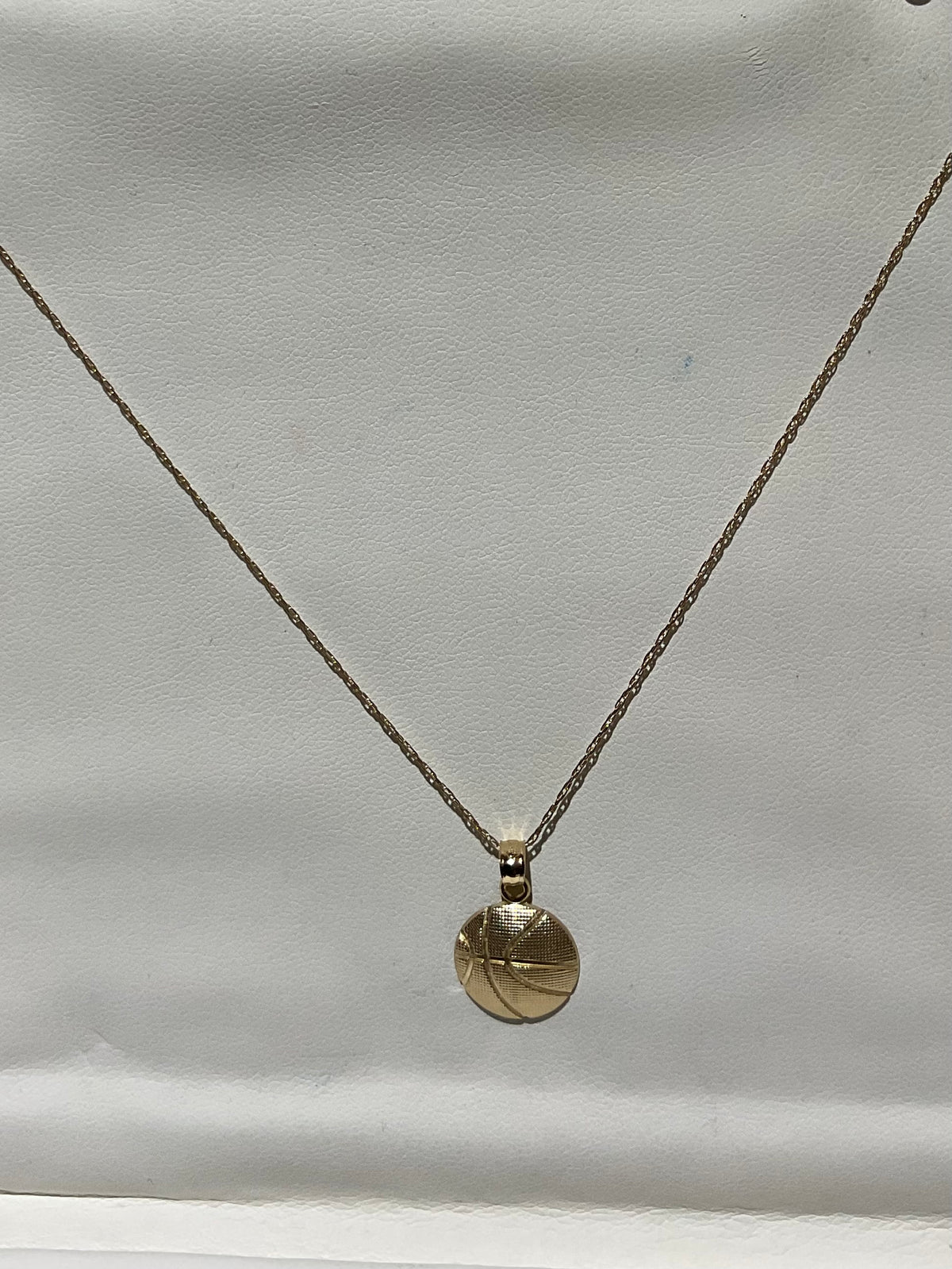 14K Gold Basketball Pendant with 10K Gold Rope Chain, 20 Inch