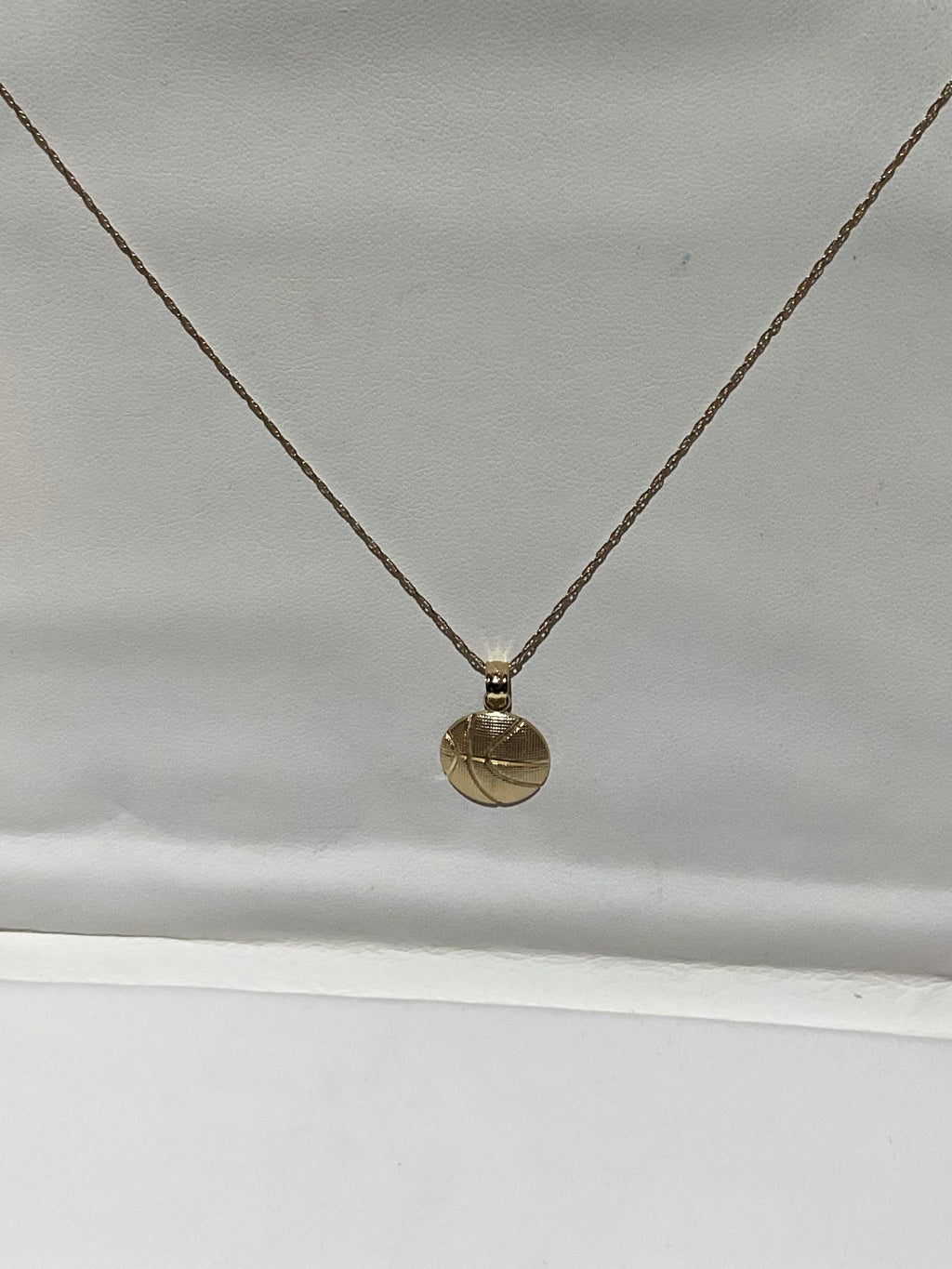 14K Gold Basketball Pendant with 10K Gold Rope Chain, 20 Inch