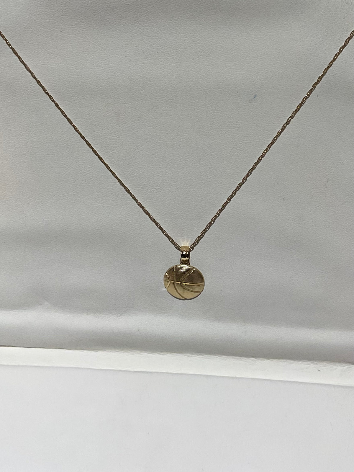 14K Gold Basketball Pendant with 10K Gold Rope Chain, 20 Inch