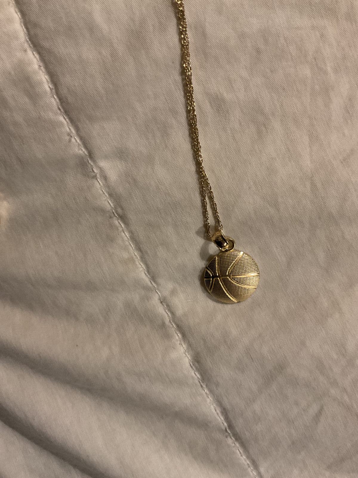 14K Gold Basketball Pendant with 10K Gold Rope Chain, 20 Inch