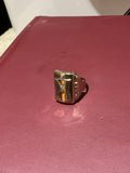 Antique 10K Two-Tone Gold Men's Monogram Signet Ring with Natural Diamond, Size 6.5