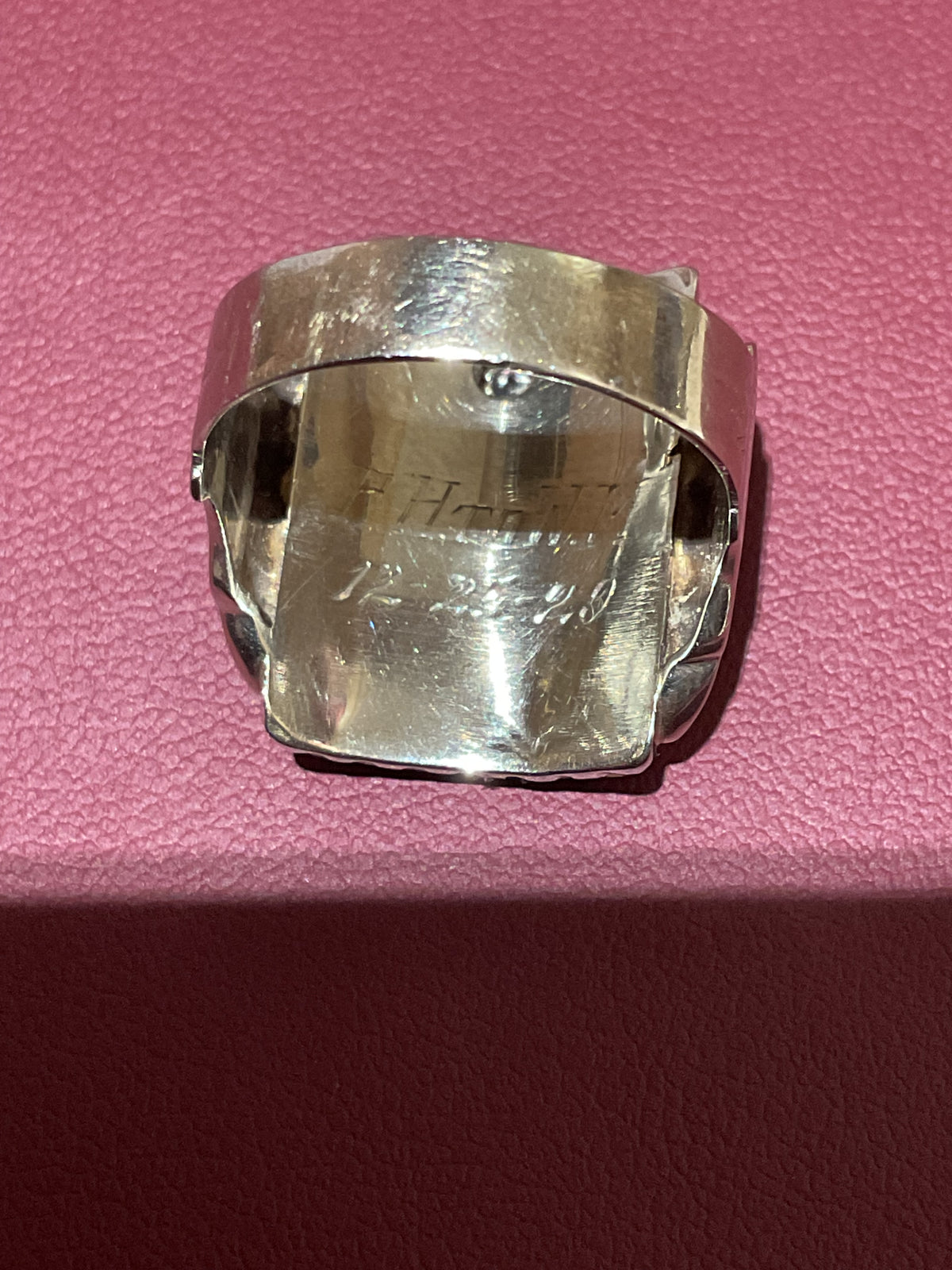 Antique 10K Two-Tone Gold Men's Monogram Signet Ring with Natural Diamond, Size 6.5