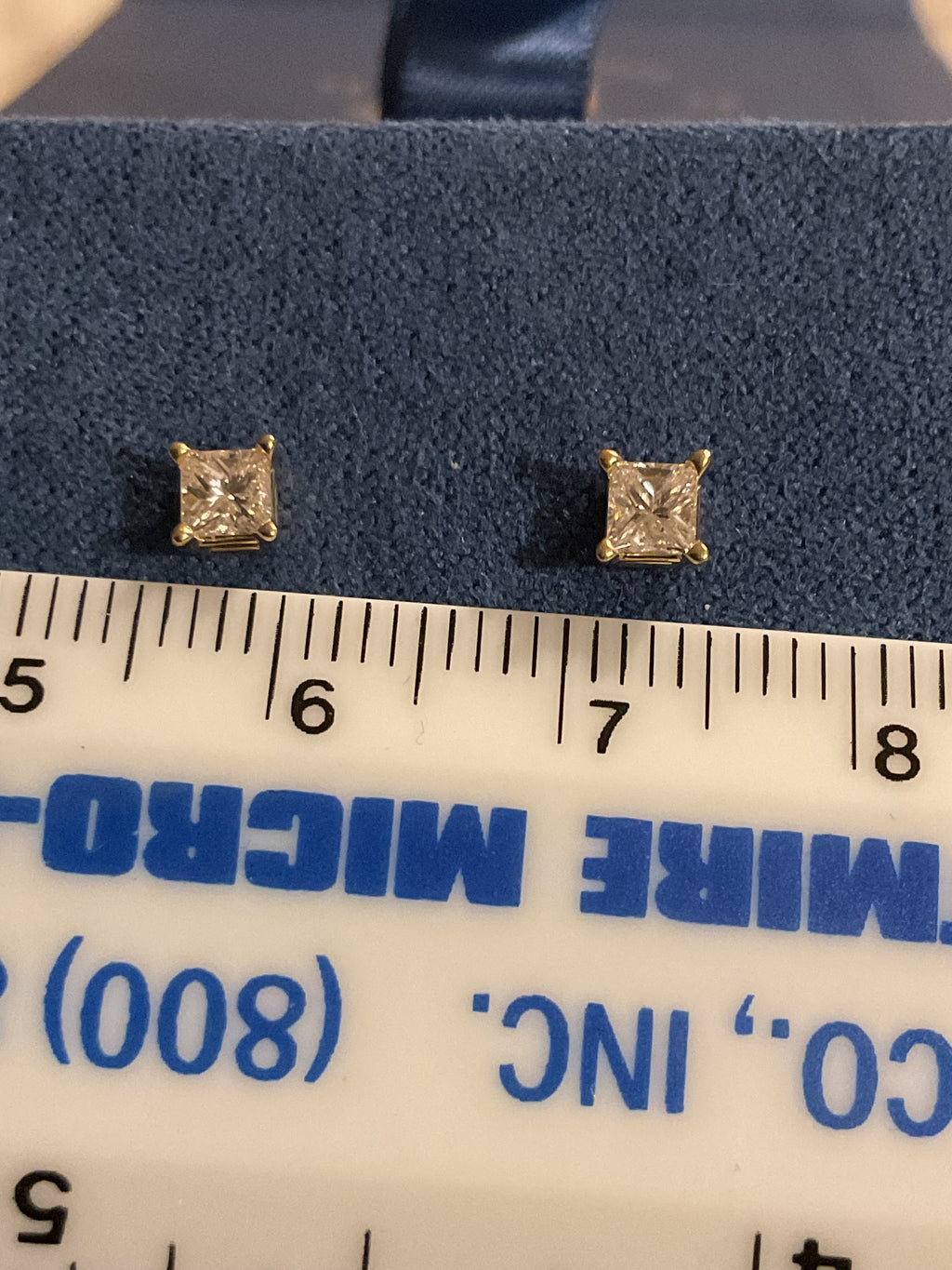 14K Yellow Gold Princess Cut Natural Diamond Stud Earrings, 0.25 CTW