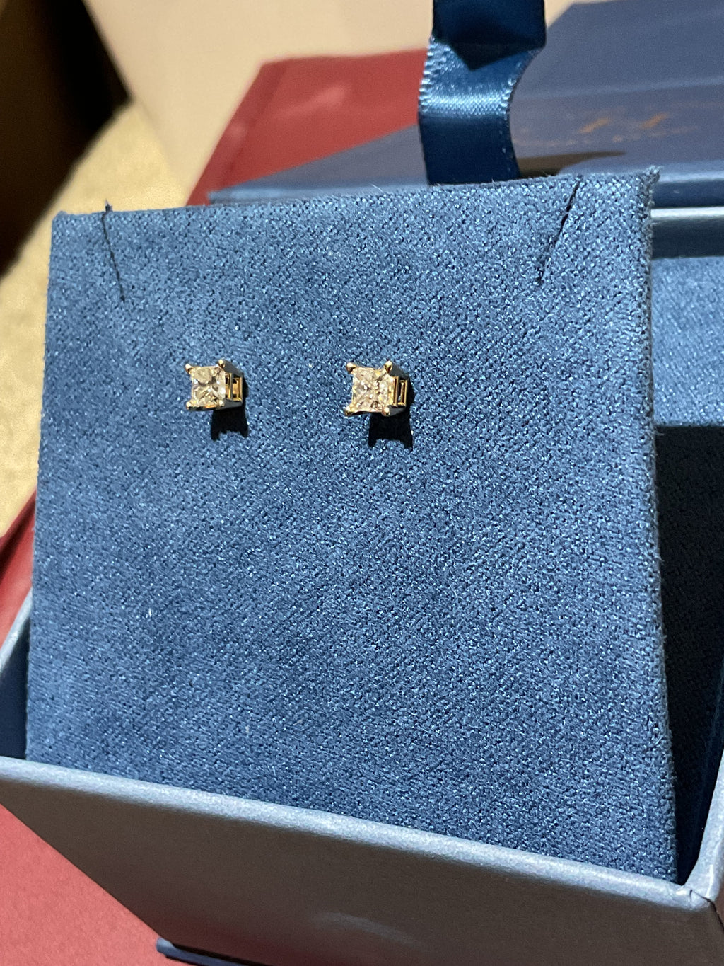 14K Yellow Gold Princess Cut Natural Diamond Stud Earrings, 0.25 CTW