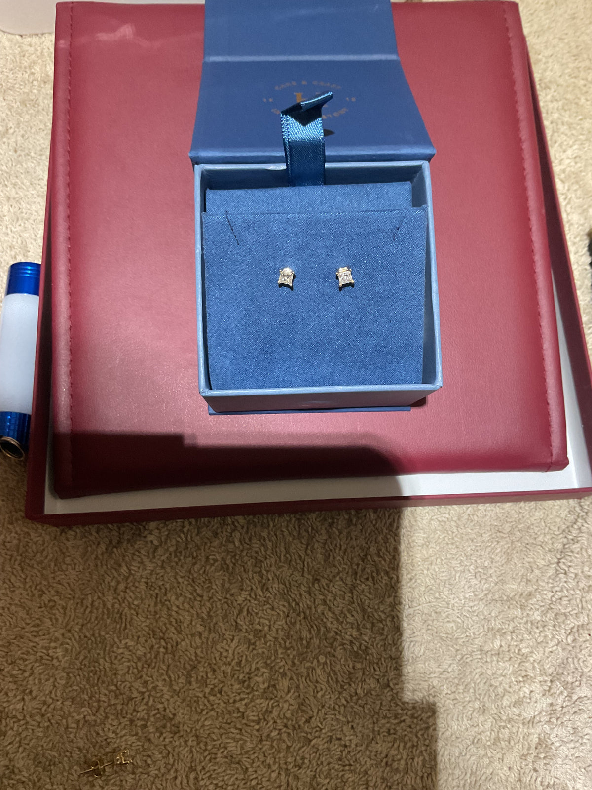 14K Yellow Gold Princess Cut Natural Diamond Stud Earrings, 0.25 CTW