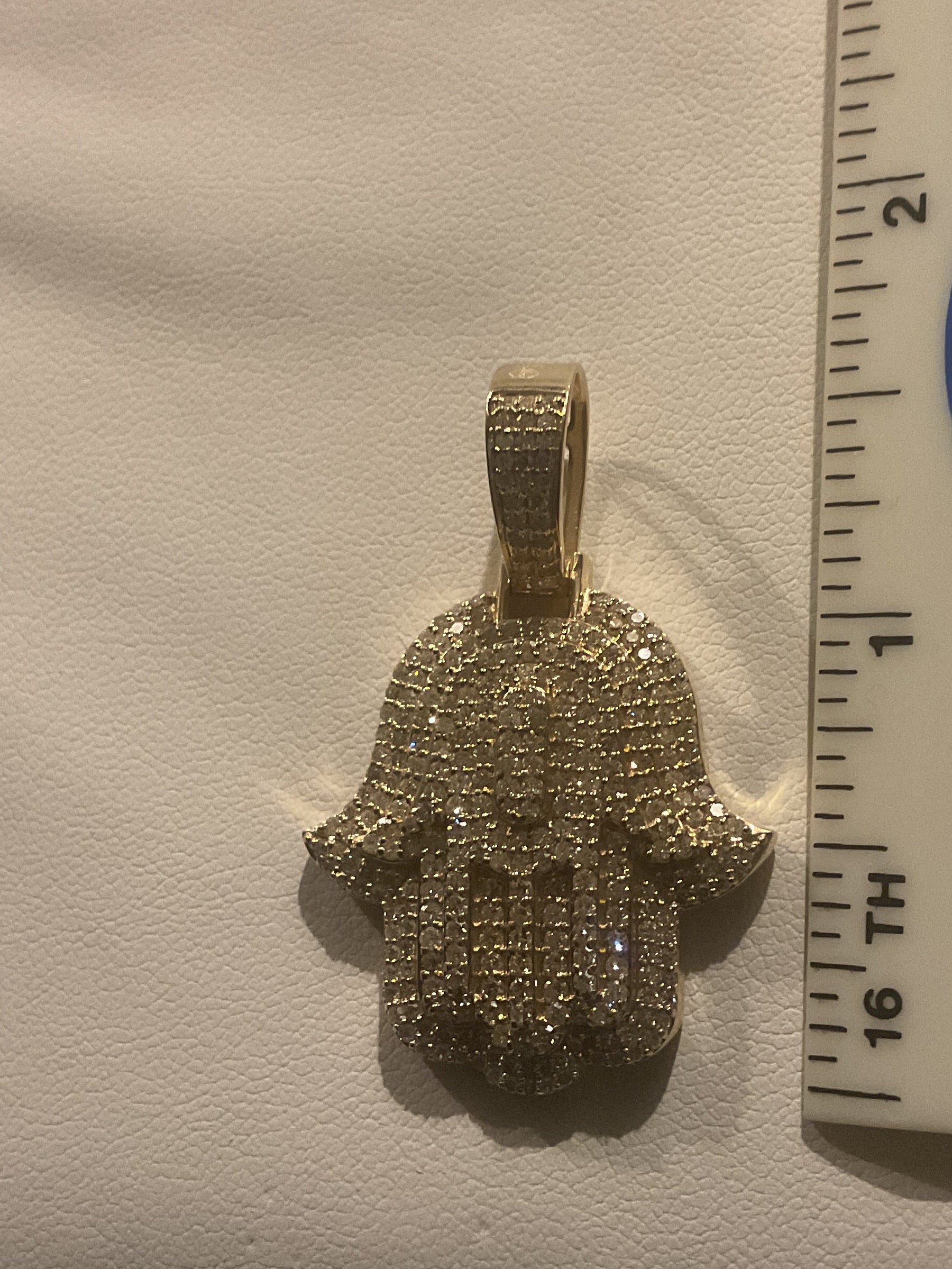 Custom Handmade 14k Gold Hamsa pendant with 3.5 carats of natural diamonds