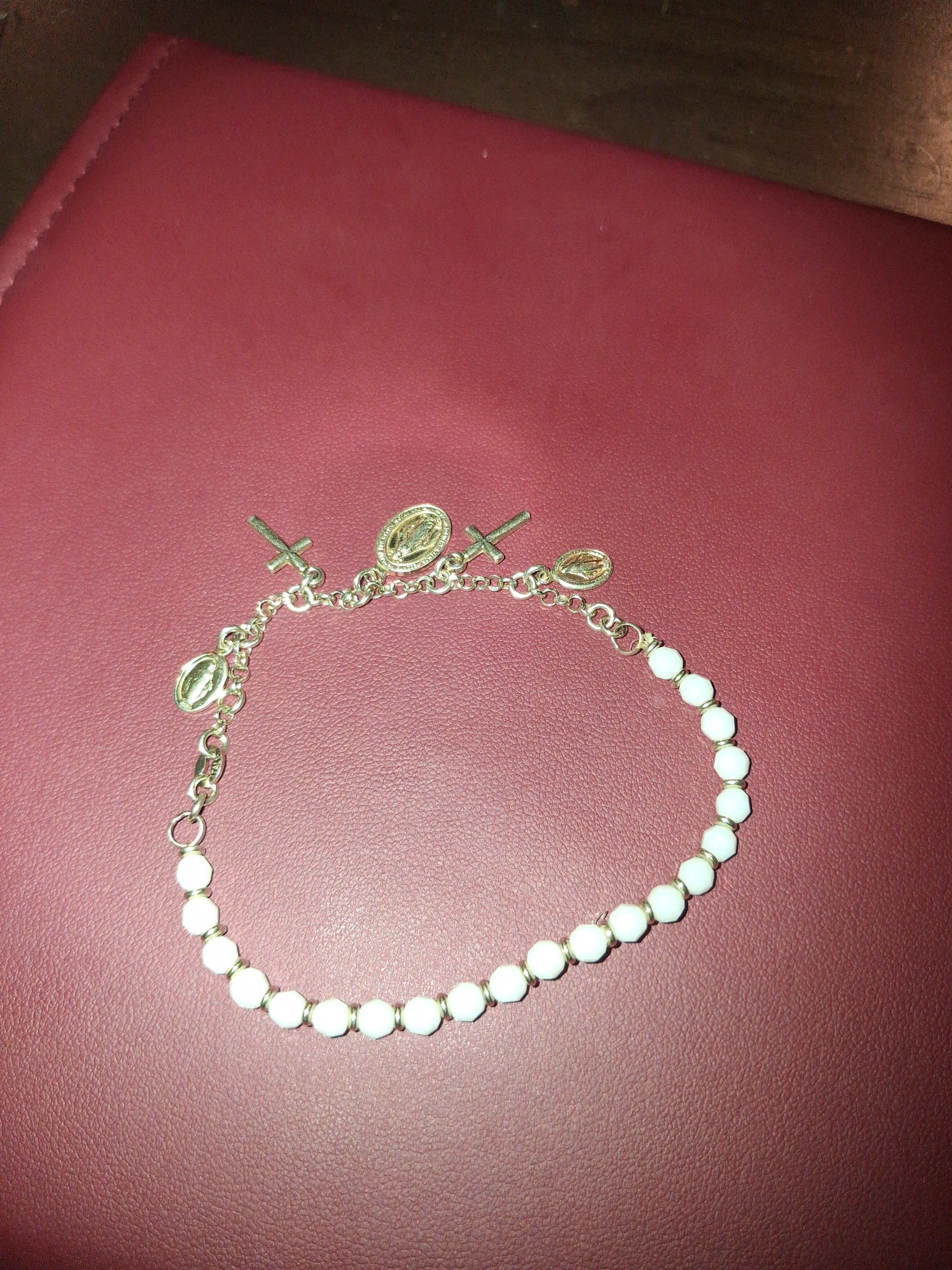 925 silver cross and beaded braclet