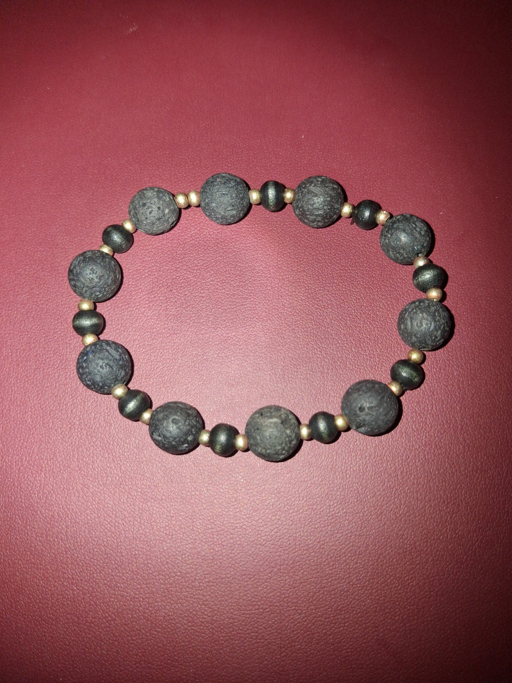 Handmade lava stone bead bracelet