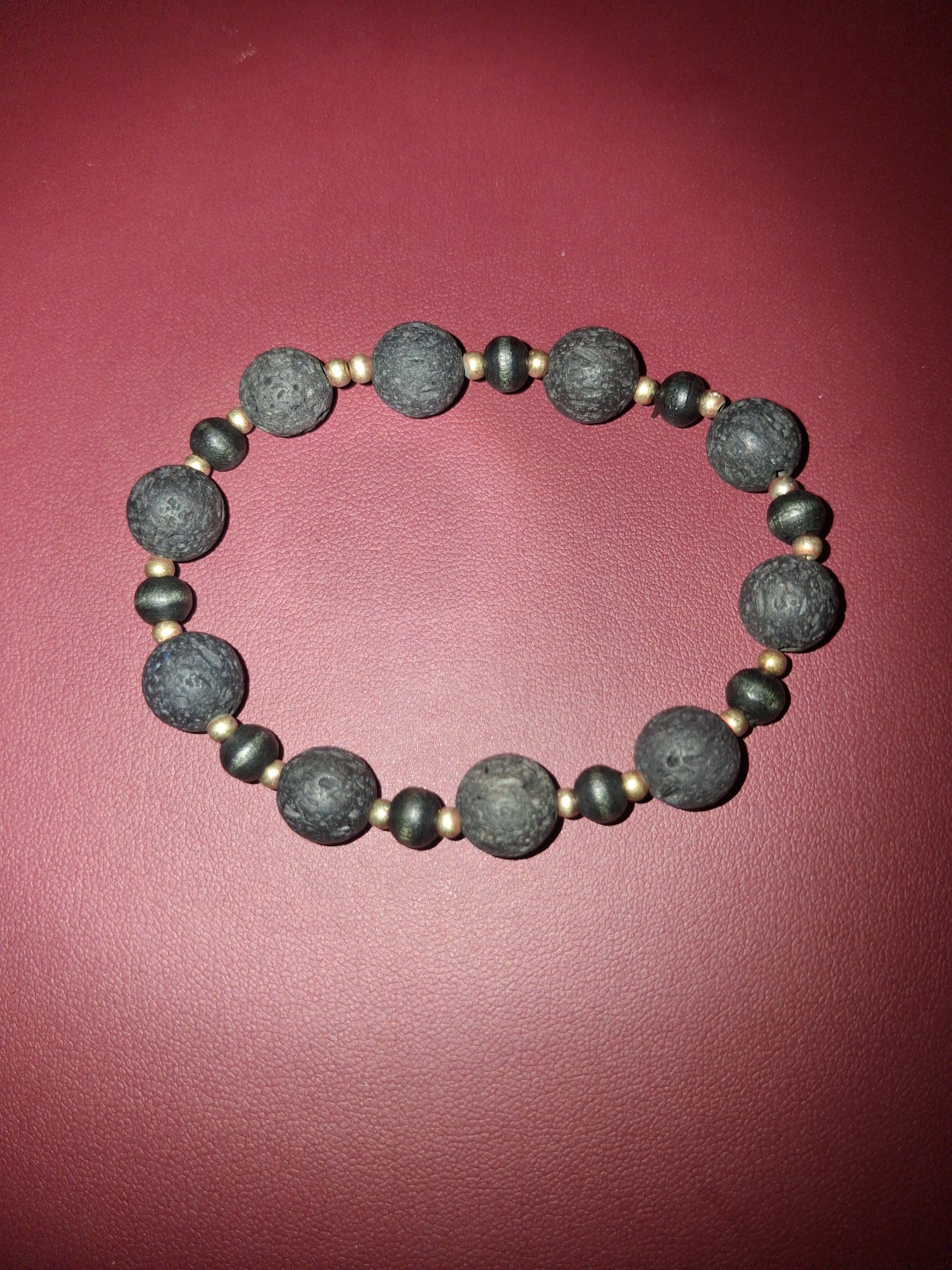 Handmade lava stone bead bracelet