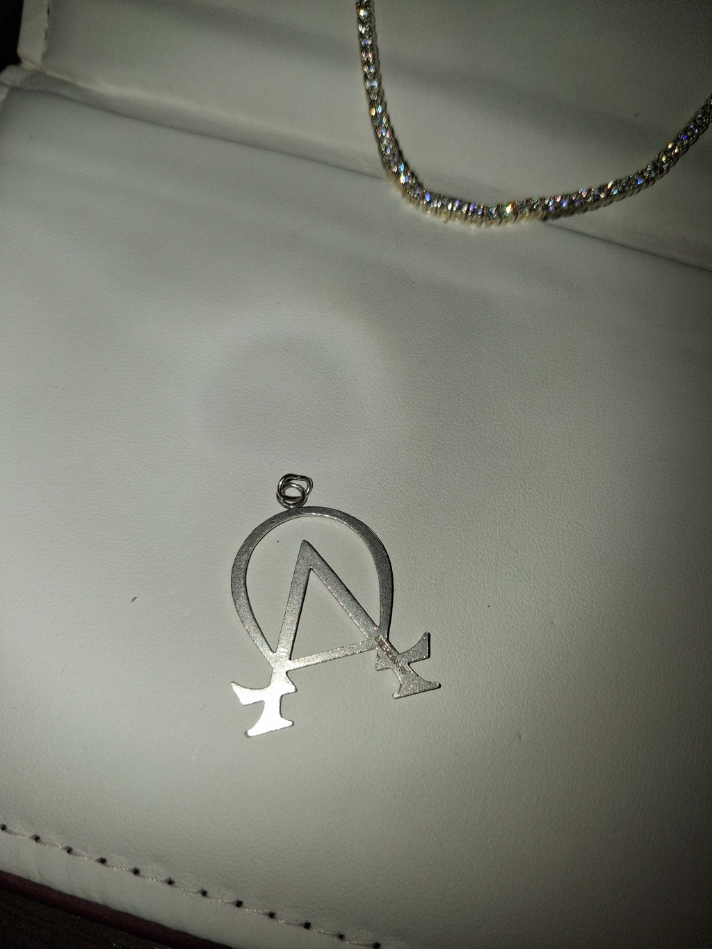925 sterling silver Alpha and omega pendant