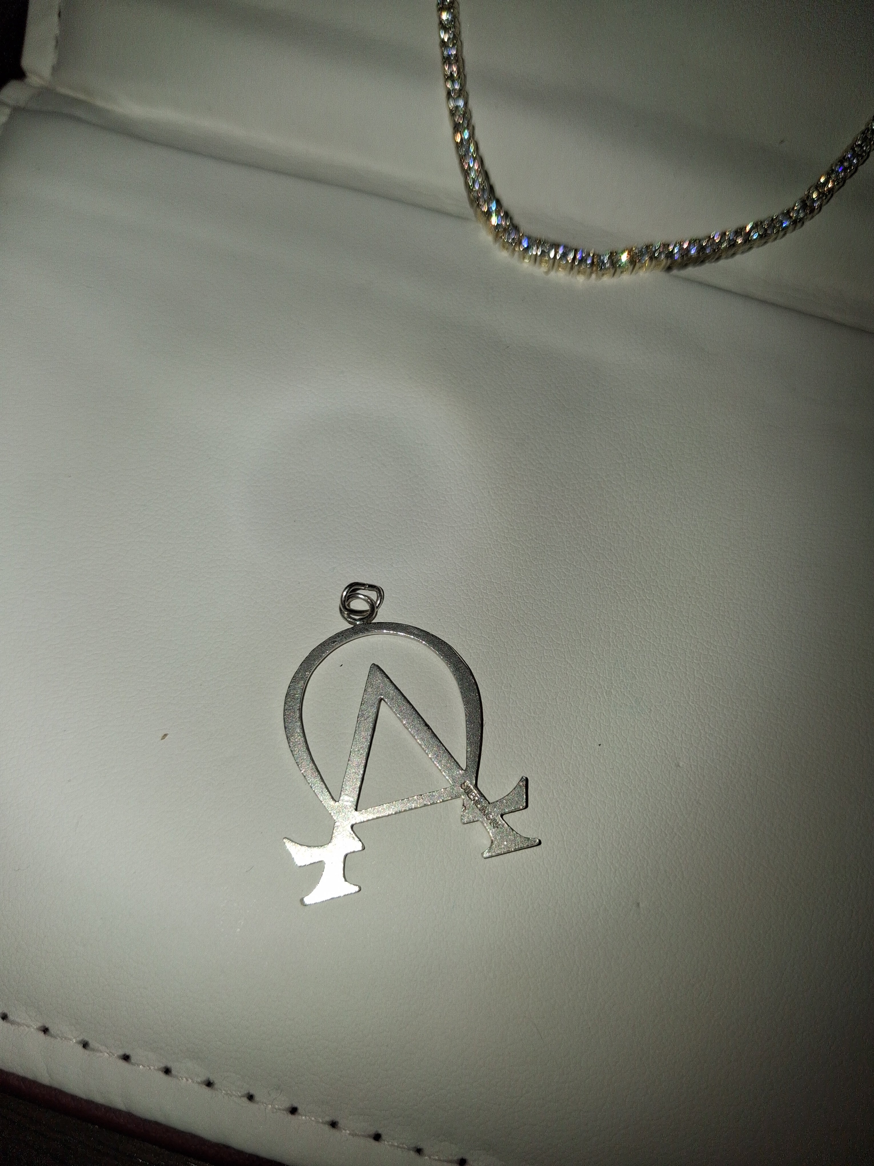 925 sterling silver Alpha and omega pendant