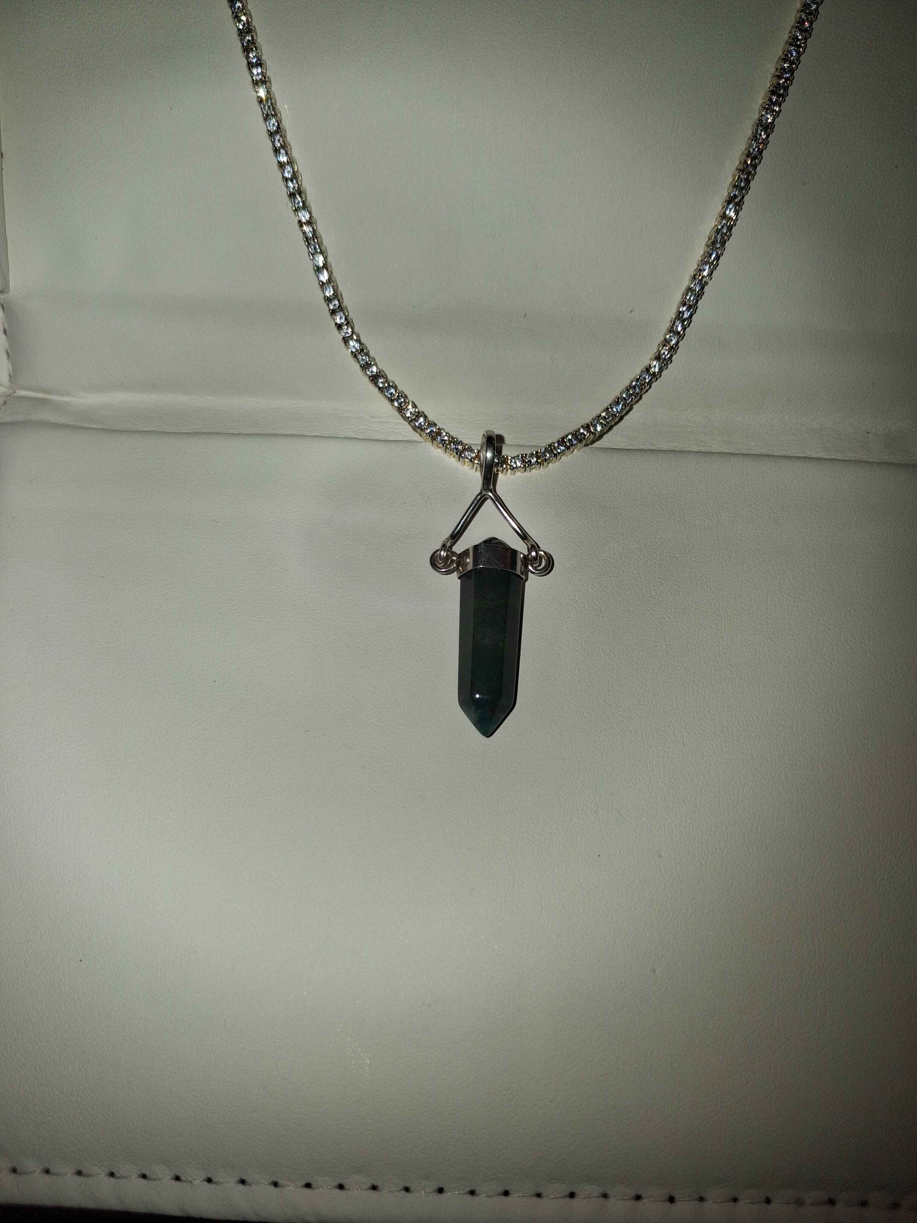 green aventurine/bloodstone pendant wraped in 925 silver