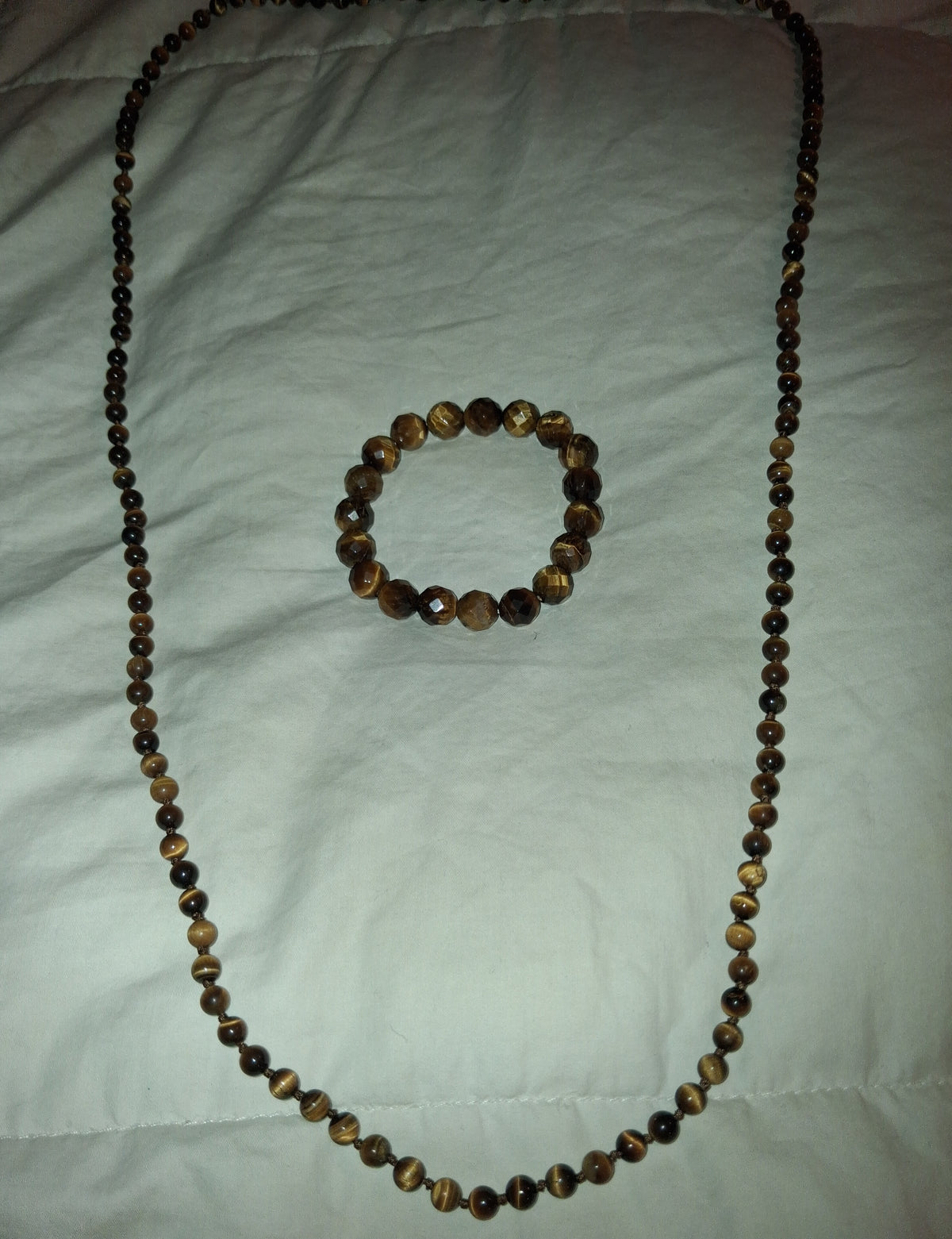 Tigers eye faceted bracelet, with matching tiger's eye 36 inch necklace.