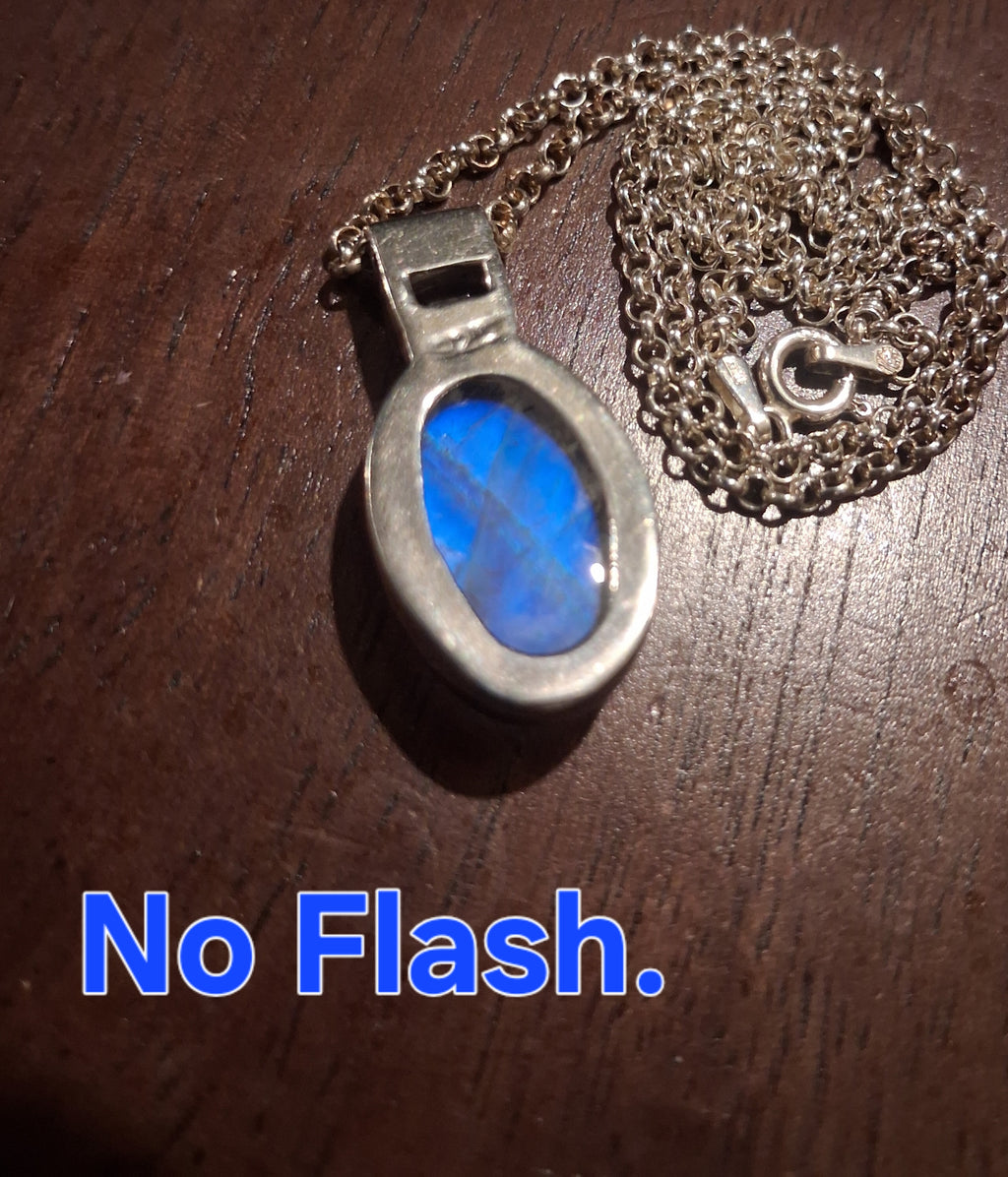 Handmade 925 Silver Moonstone and Amethyst Pendant Necklace, 18 Inch, 8.9 g