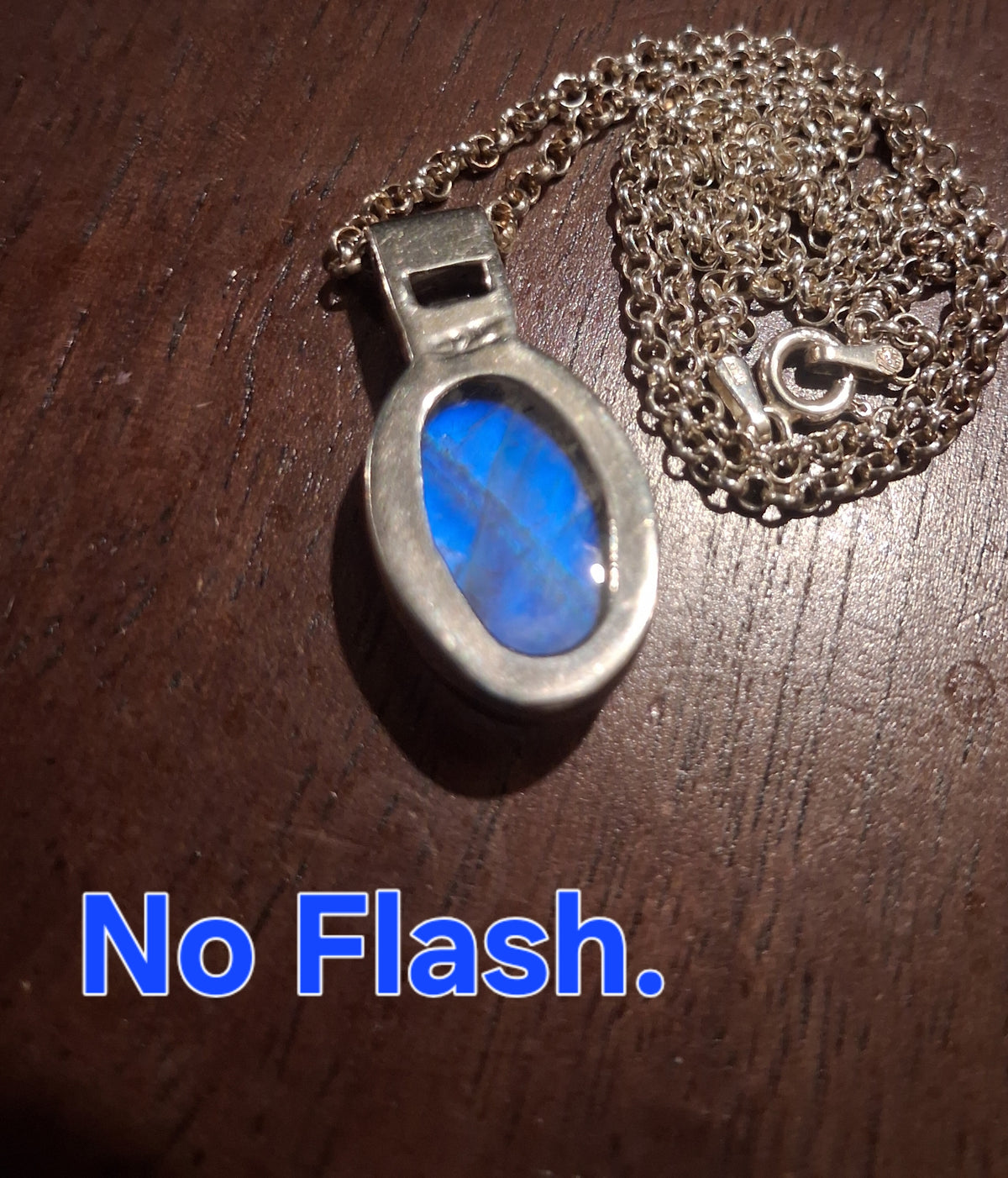 Handmade, 925 silver moondstone pendant with silver necklace. 8.9 grams. Chain 18" long.