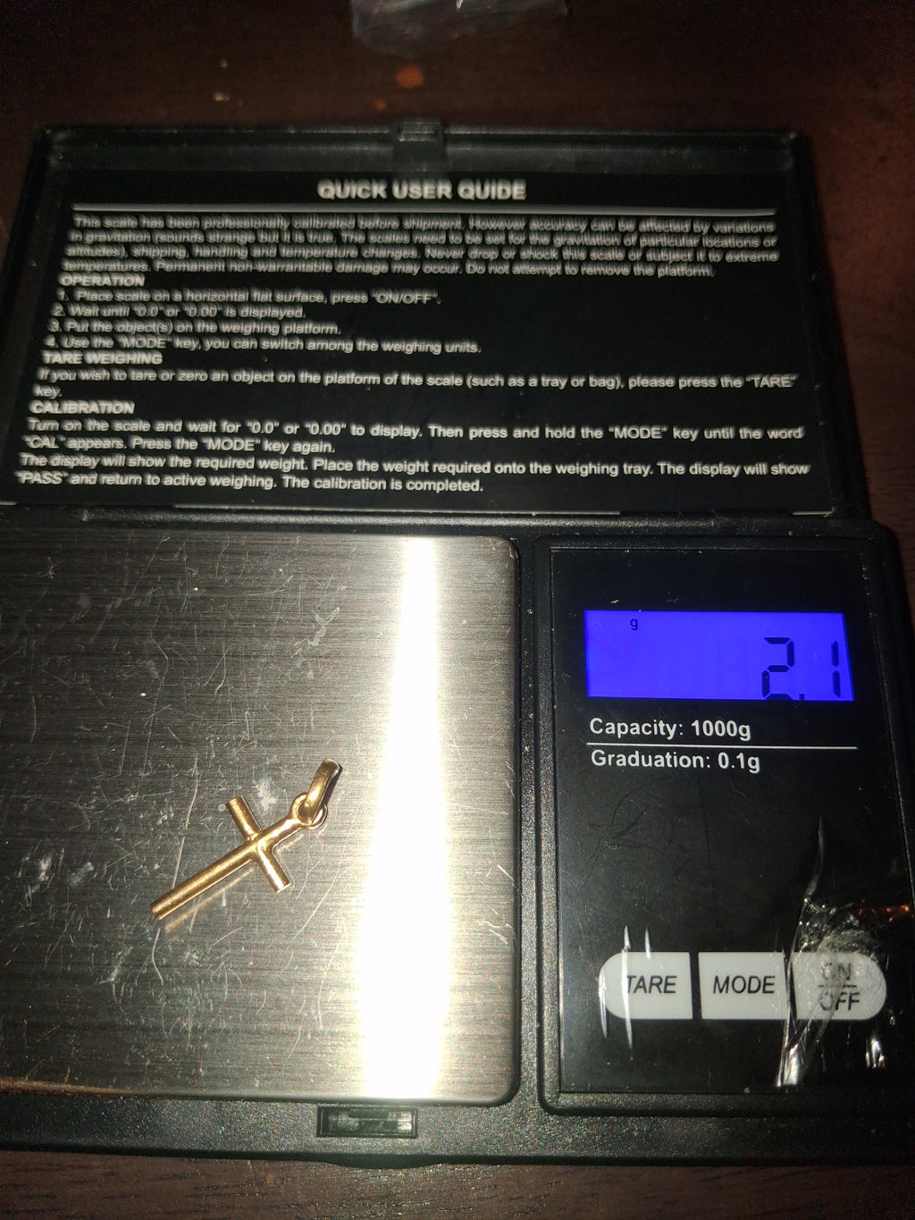 24k pure gold cross pendant "Handmade"