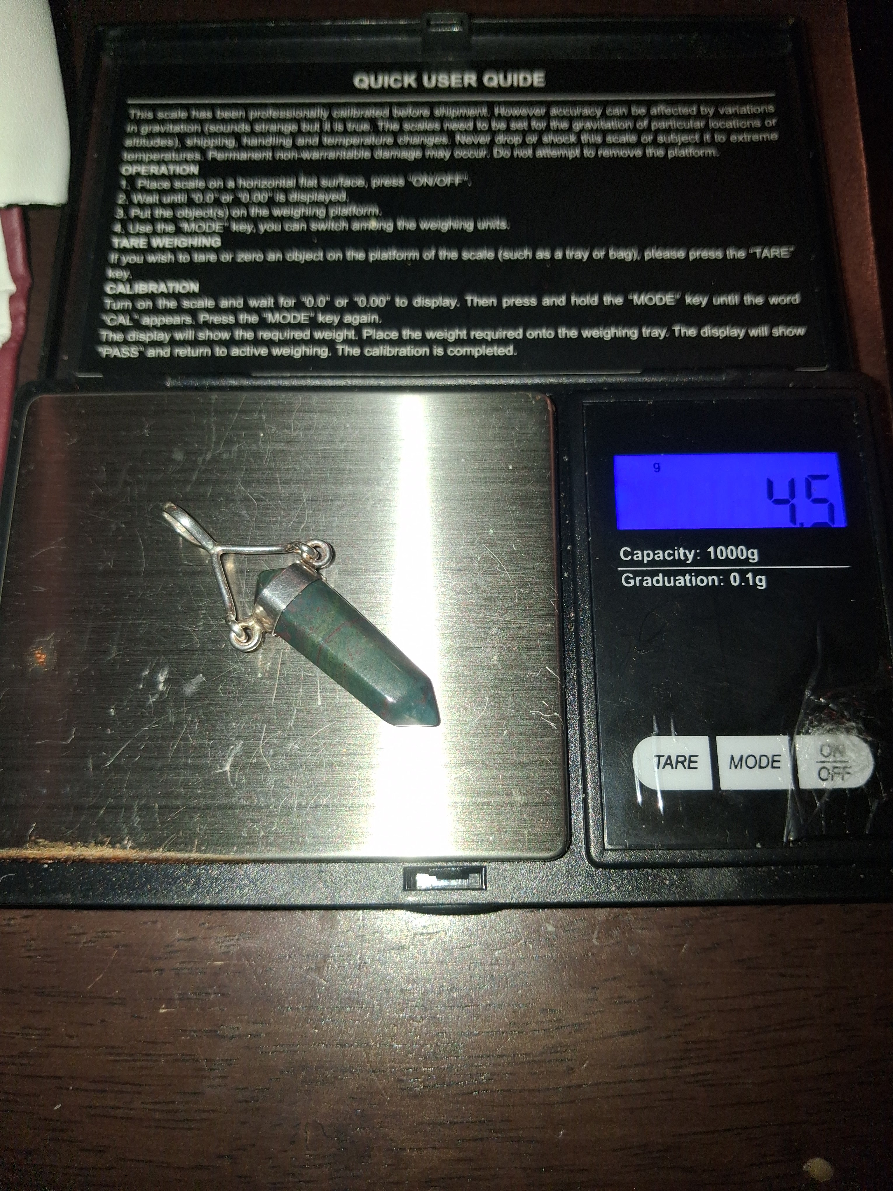 green aventurine/bloodstone pendant wraped in 925 silver