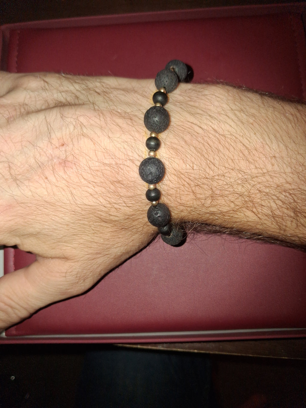 Handmade lava stone bead bracelet