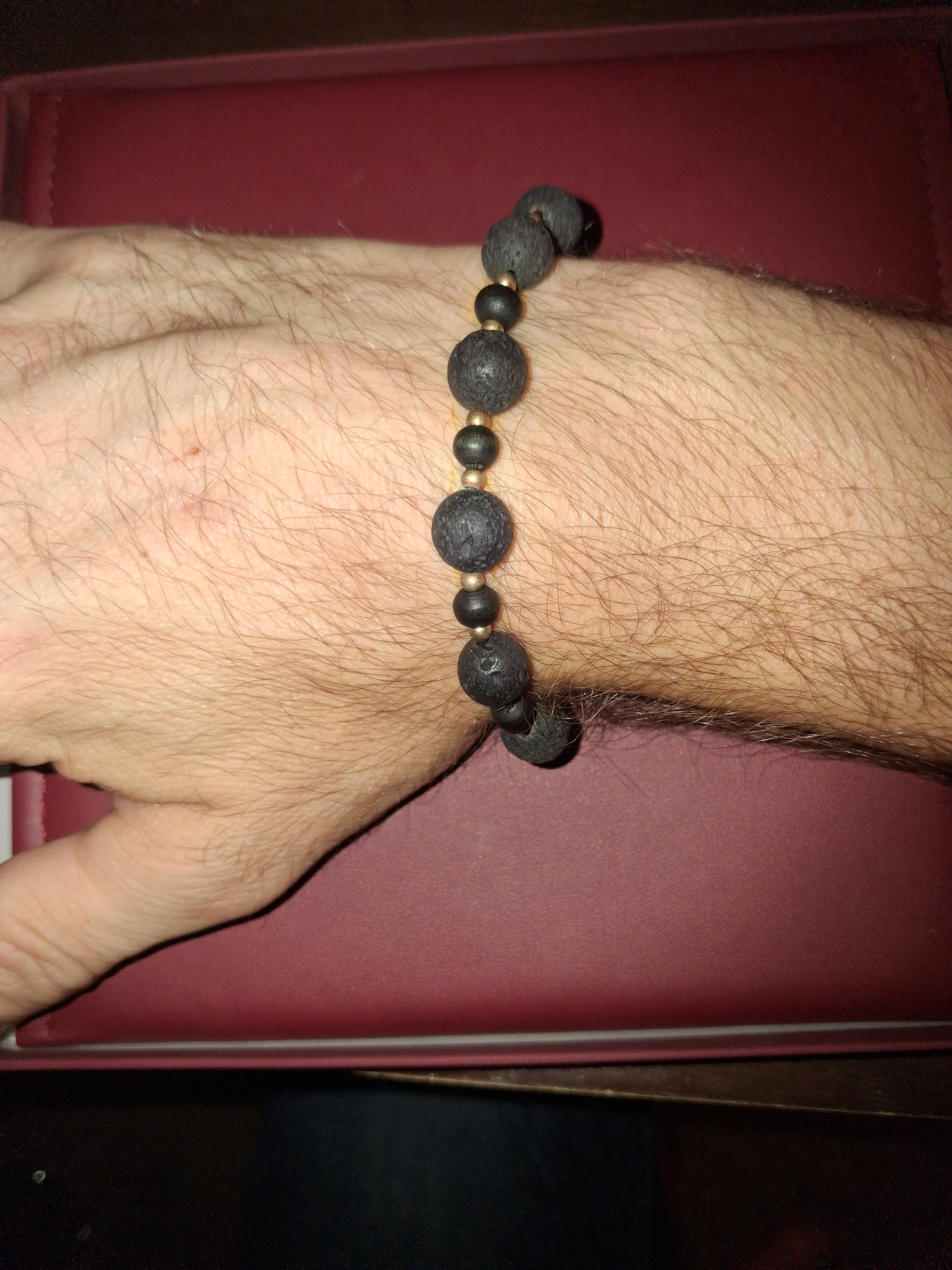 Handmade lava stone bead bracelet