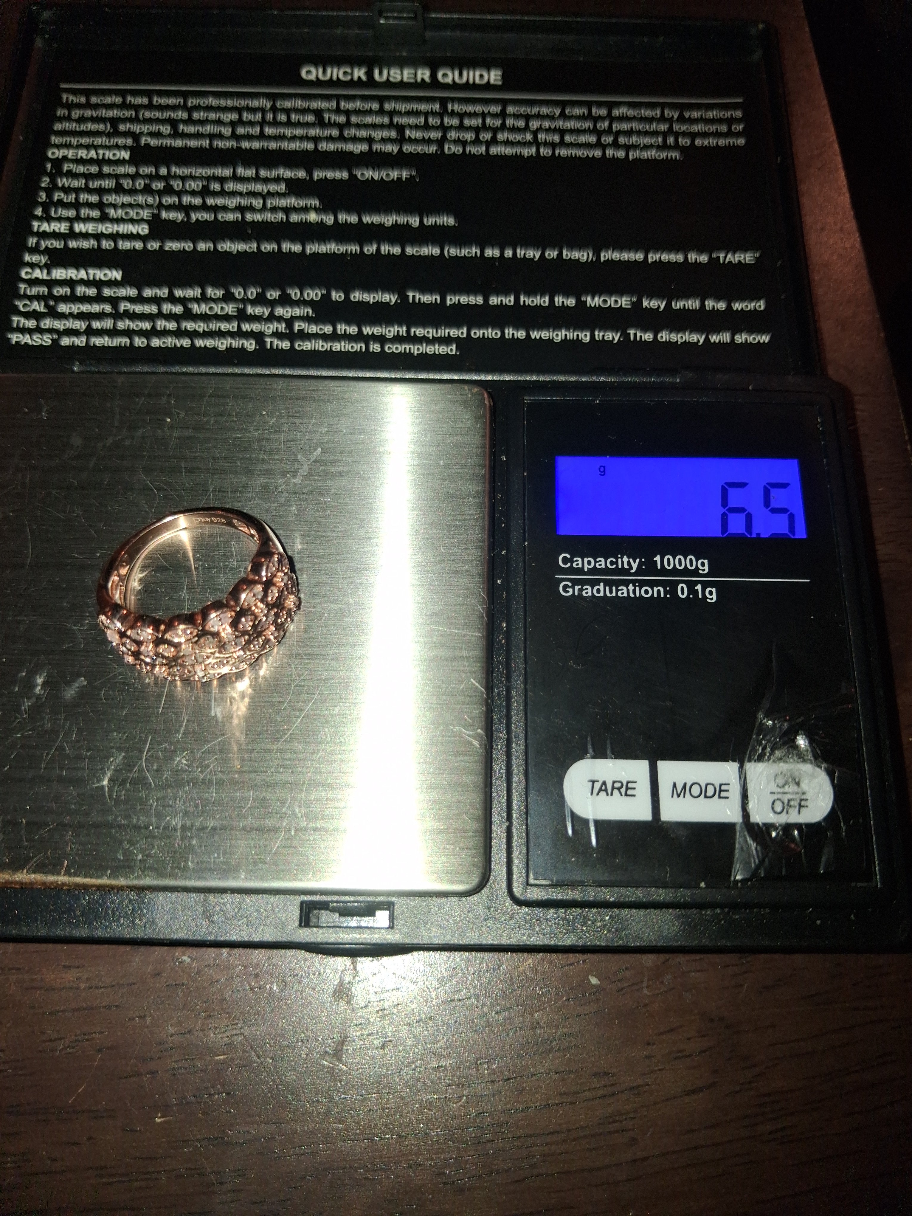 Rose color 925 silver ring