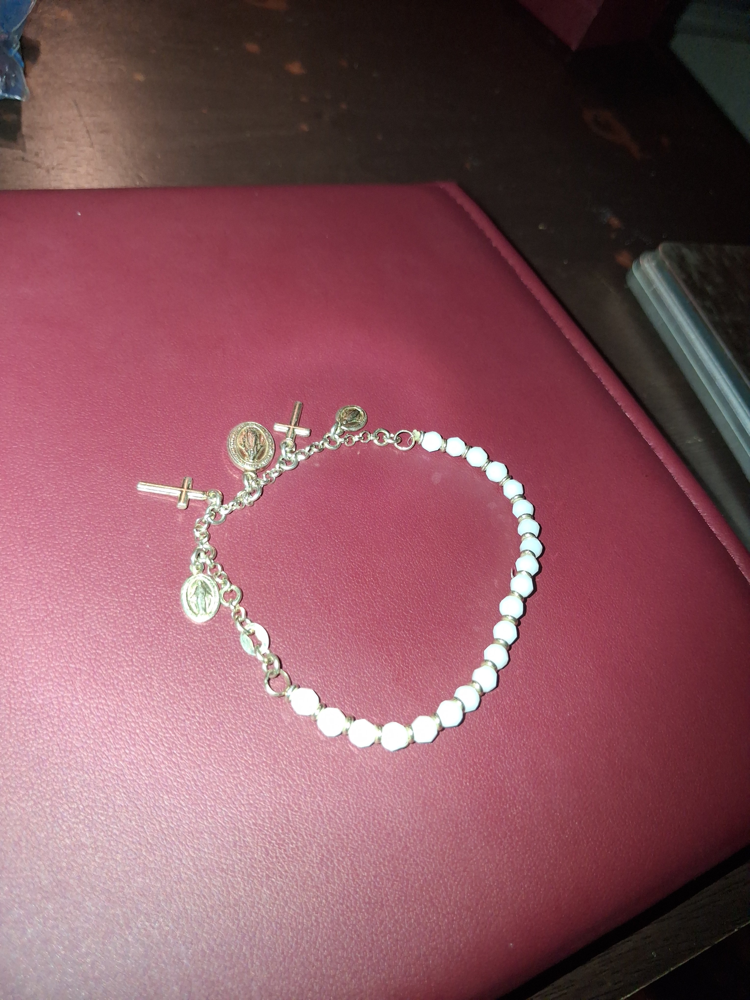925 silver cross and beaded braclet