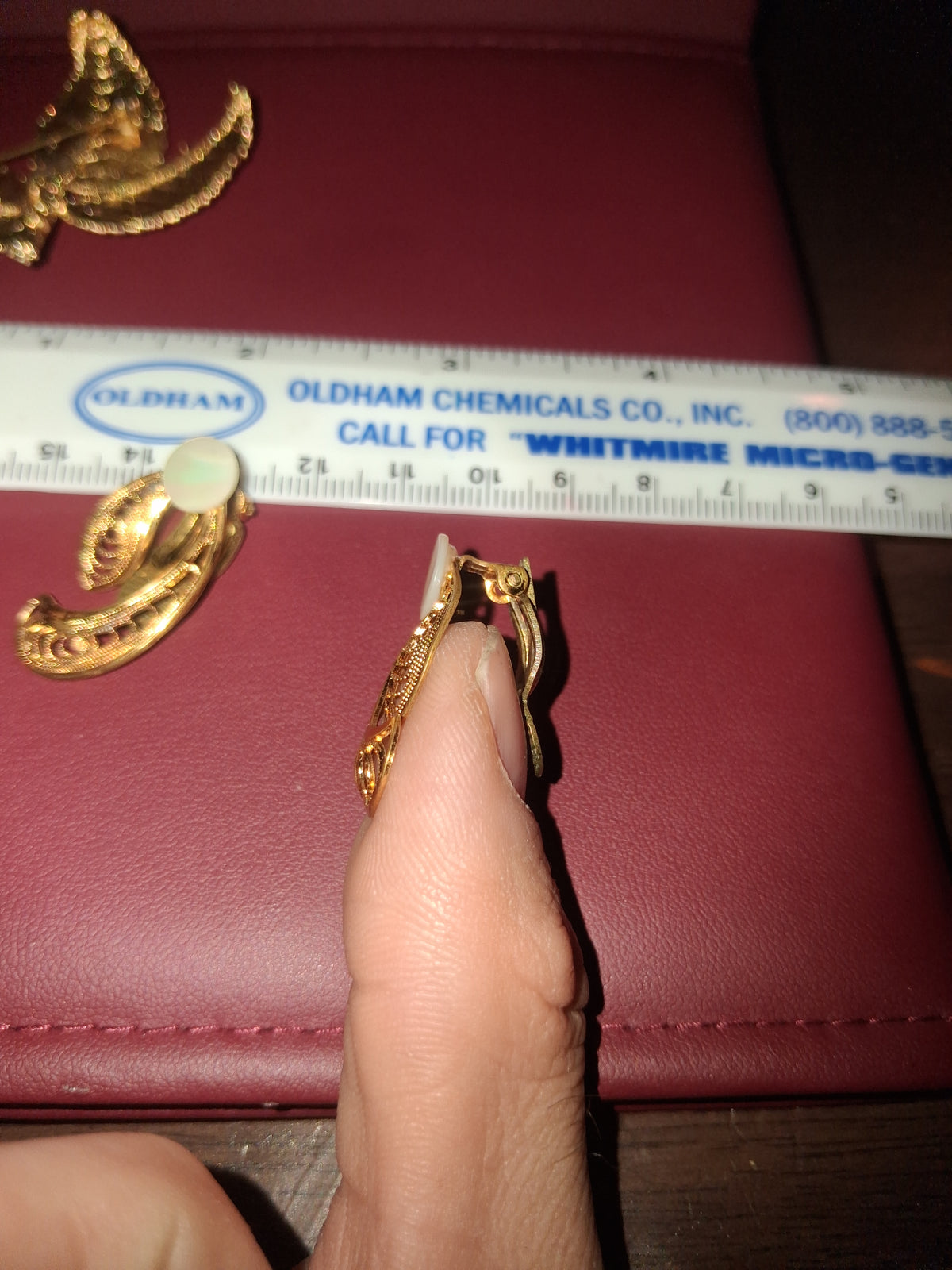 Gold plated broach/clip on womans earrings set.