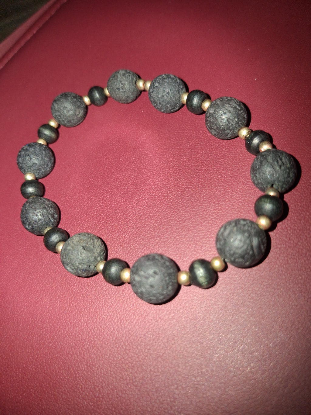 Handmade lava stone bead bracelet