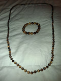 Faceted Tiger's Eye Bracelet and 36 Inch Necklace Set