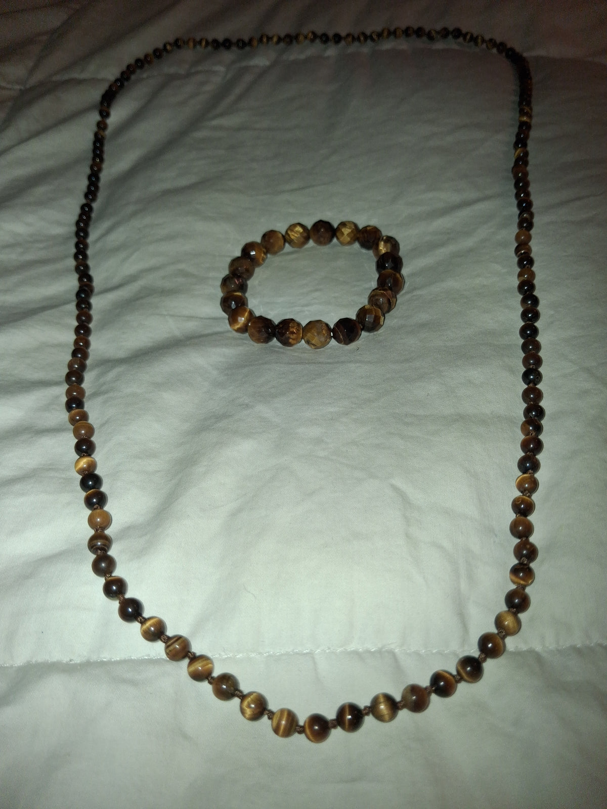Tigers eye faceted bracelet, with matching tiger's eye 36 inch necklace.