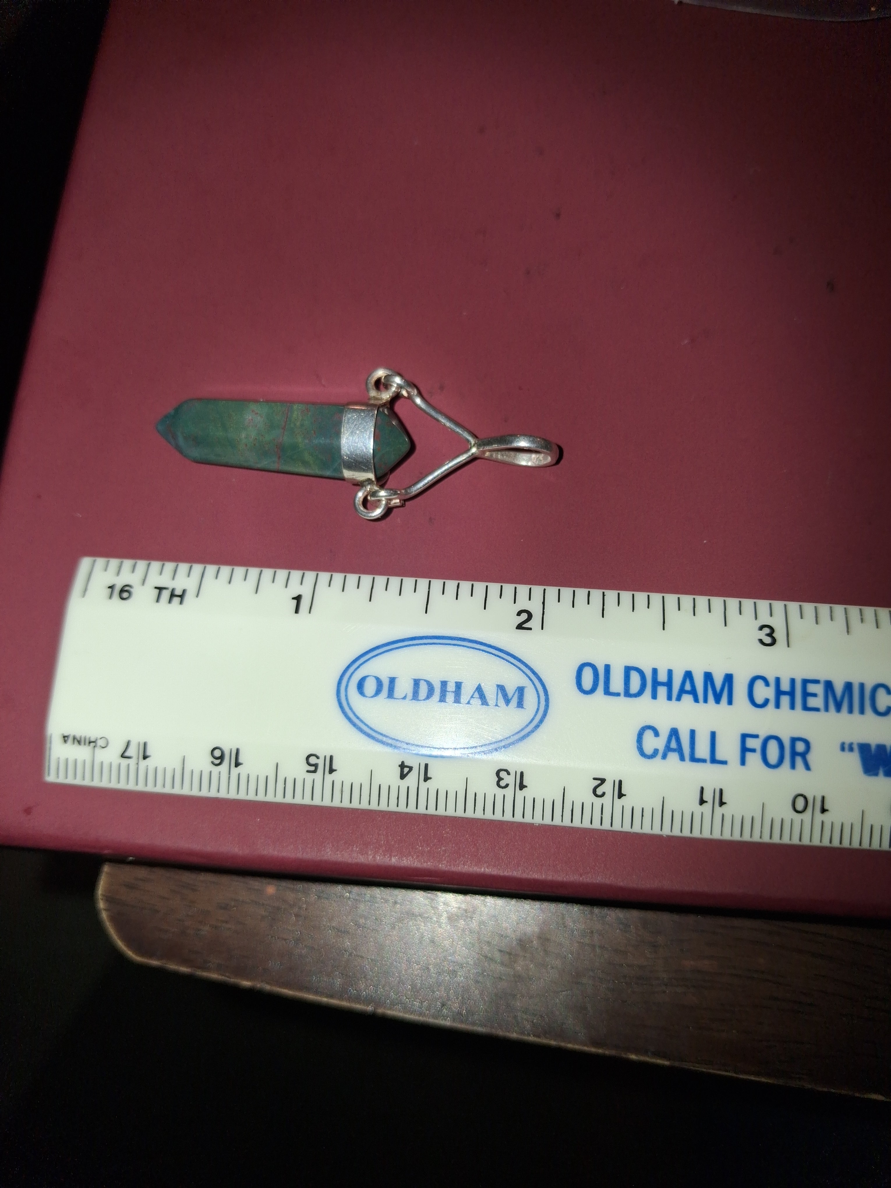 green aventurine/bloodstone pendant wraped in 925 silver