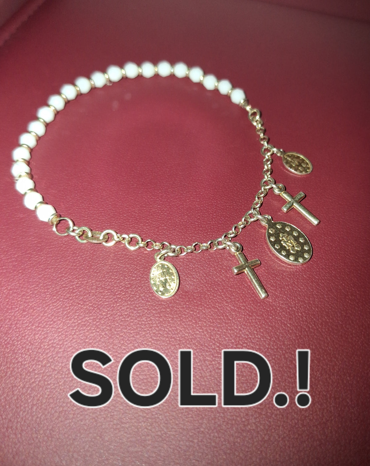 New 925 silver cross and beaded braclet