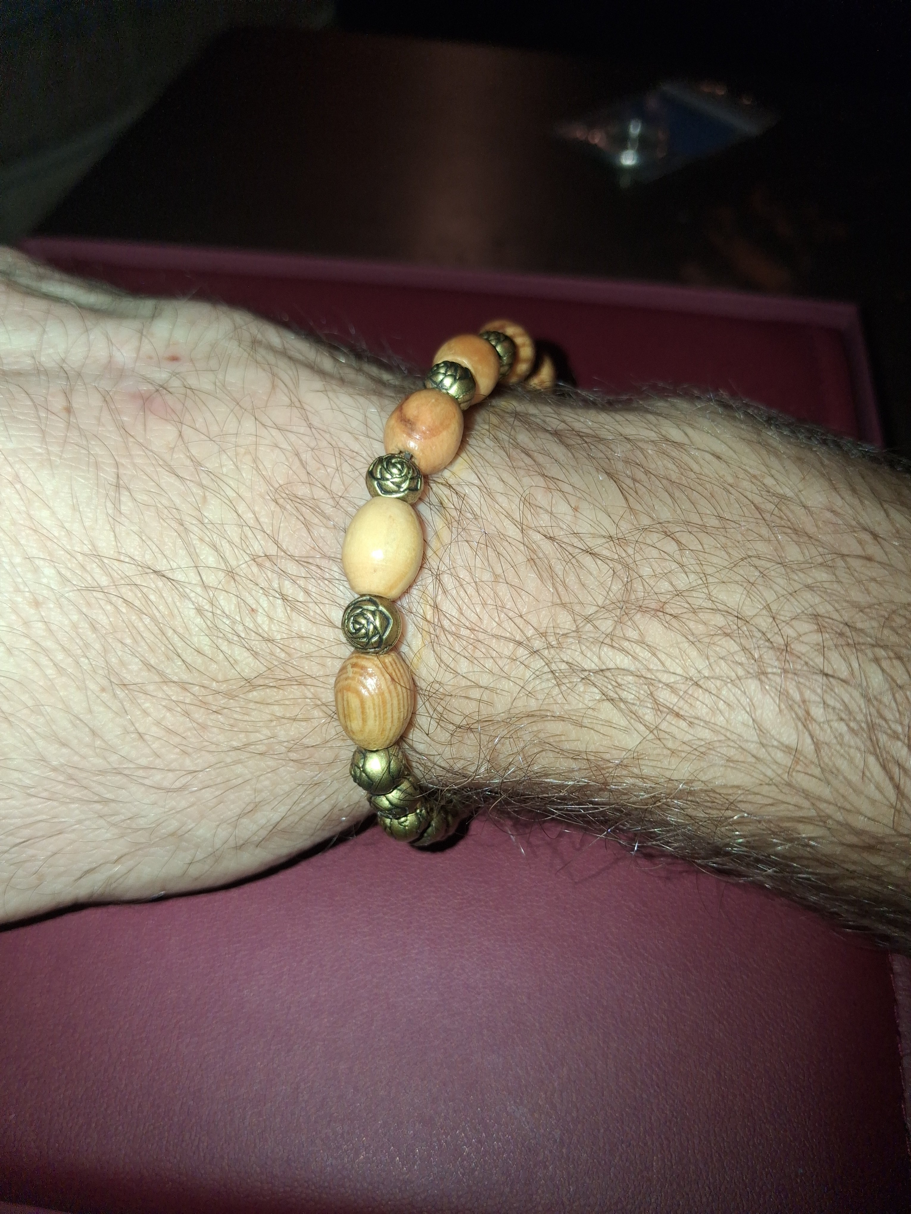 Handmade rose/wood braclet