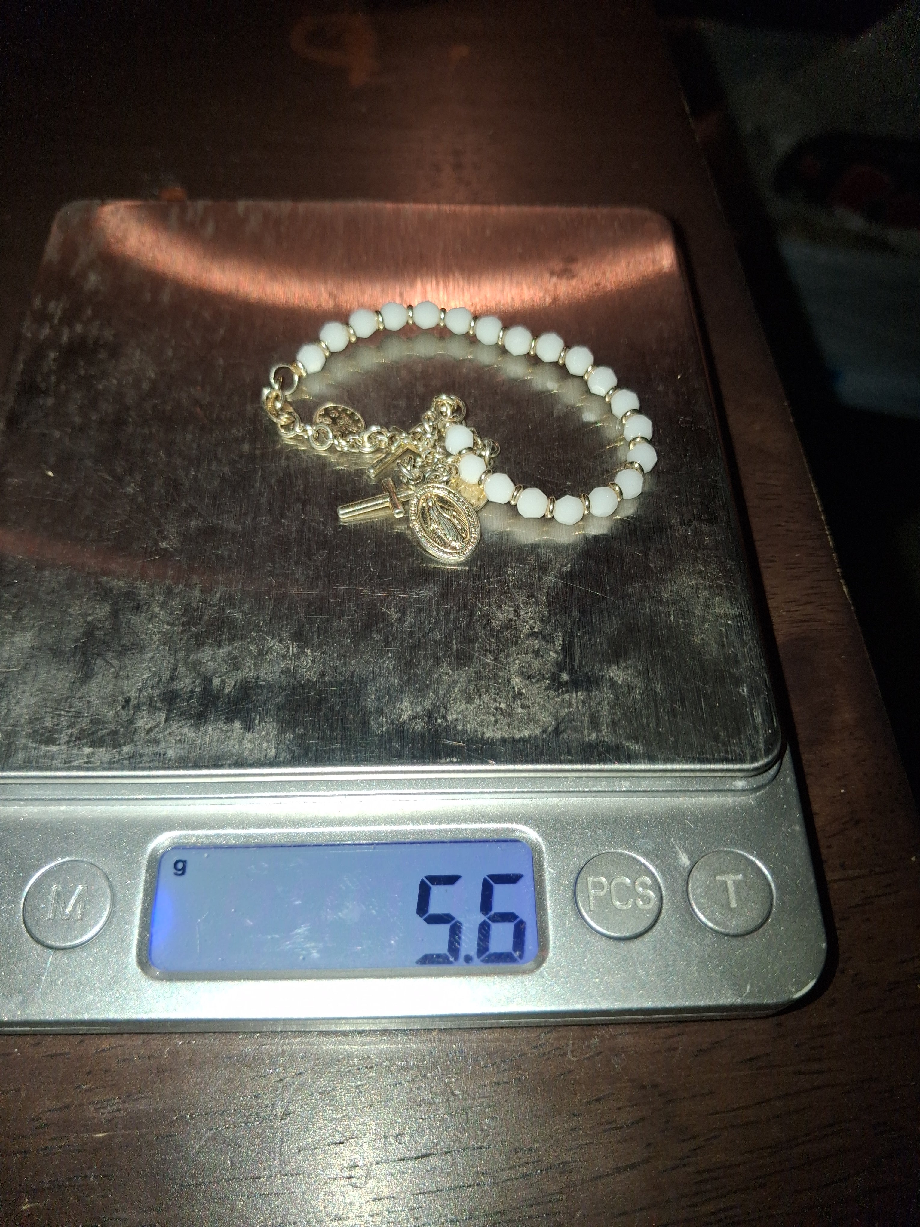 925 silver cross and beaded braclet