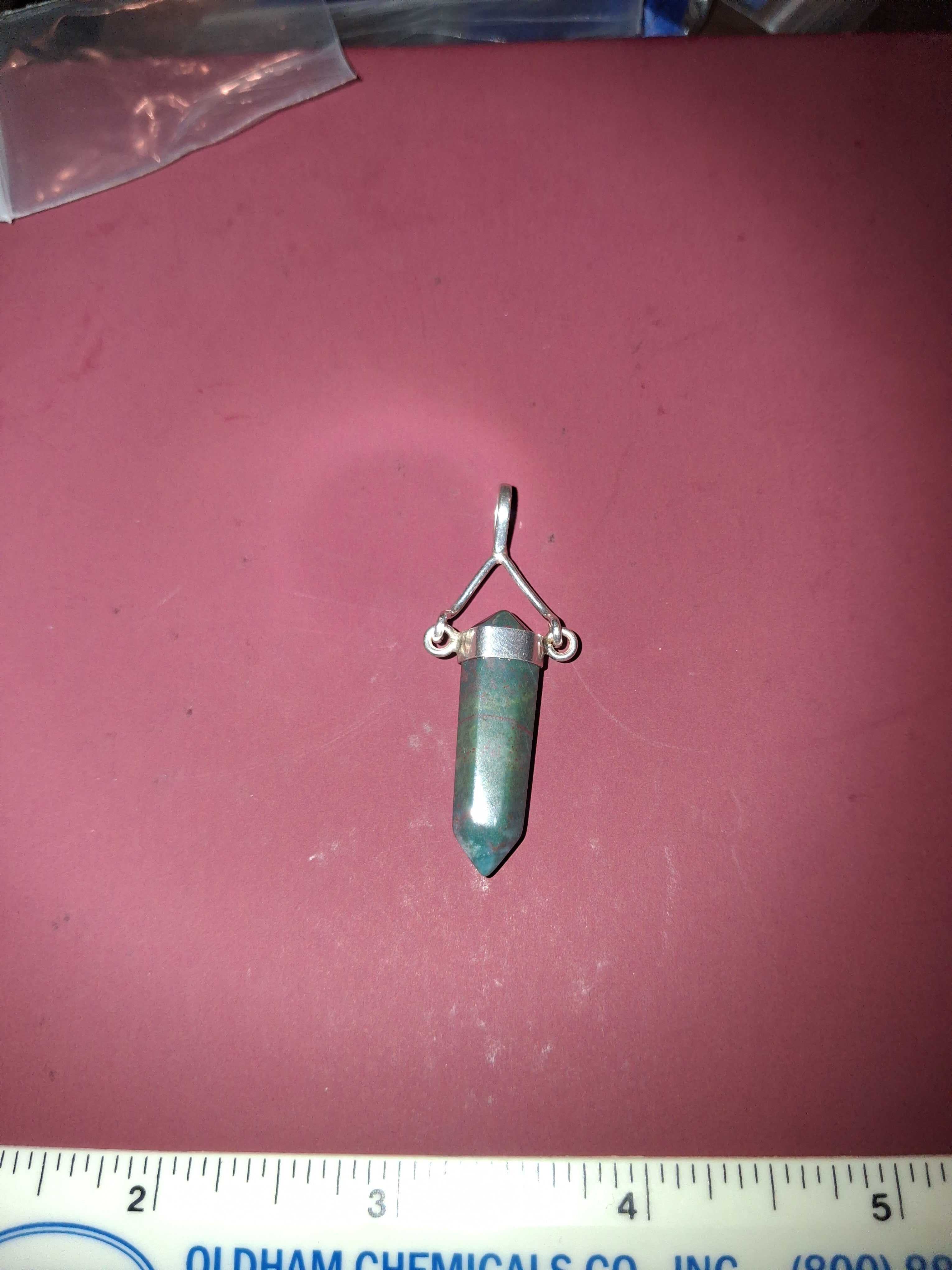 green aventurine/bloodstone pendant wraped in 925 silver